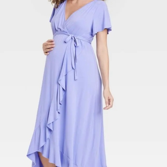 Ingrid & Isabel Dresses & Skirts - NWOT Isabel by Ingrid+Isabel Midi/Maxi Lilac Maternity Dress Ruffles Sz L